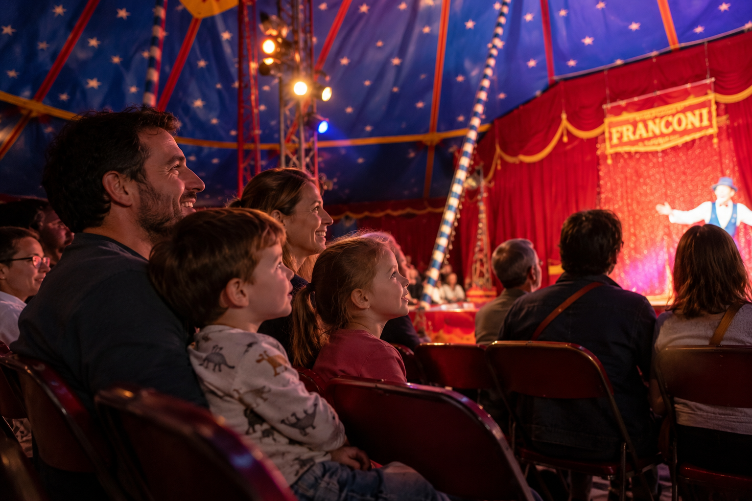 Familles au spectacle de cirque